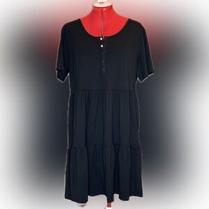 NWOT Angel Maternity XL Black 3 Tiered Short Sleeve Maternity Short Dress